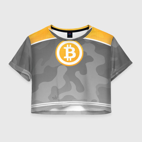 Женская футболка Crop-top 3D Black Milk Bitcoin - Биткоин, цвет 3D печать