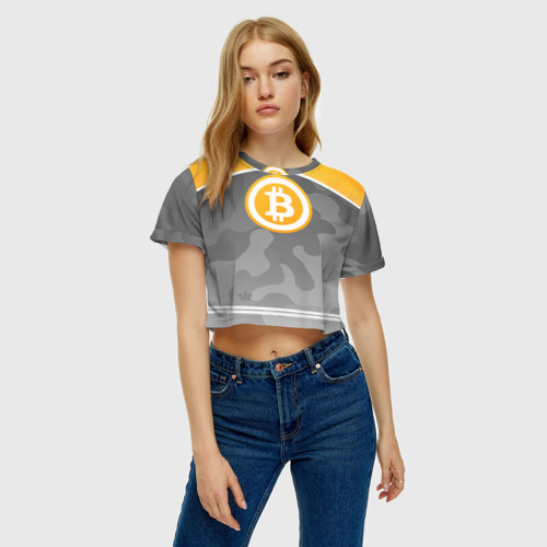 Женская футболка Crop-top 3D Black Milk Bitcoin - Биткоин, цвет 3D печать - фото 3