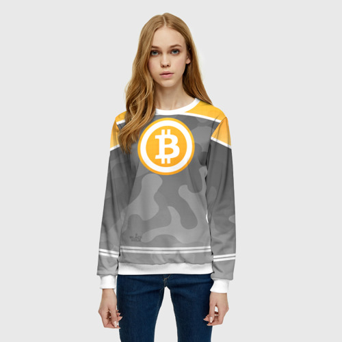 Женский свитшот 3D Black Milk Bitcoin - Биткоин, цвет 3D печать - фото 3