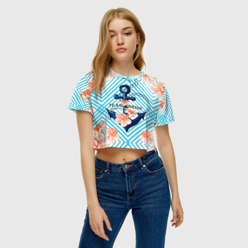 Женская футболка Crop-top 3D Морская команда, цвет 3D печать - фото 3