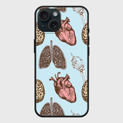 Чехол силиконовый для Apple iPhone 15 матовый Органы