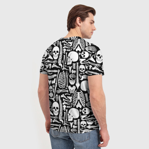 Мужская футболка 3D с принтом Кости, вид сзади #2