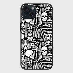 Чехол силиконовый для Apple iPhone 15 матовый Кости
