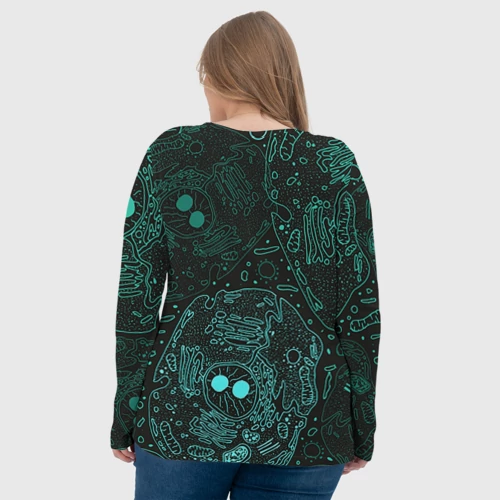 Женский лонгслив 3D с принтом Клетки, вид сзади #2