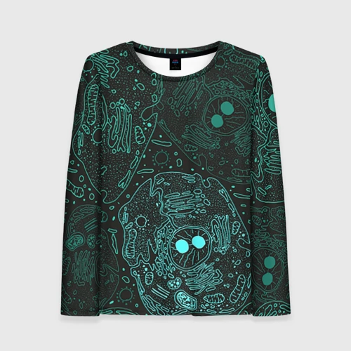 Женский лонгслив 3D с принтом Клетки, вид спереди #2