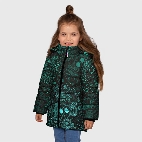 Зимняя куртка для девочек 3D Клетки, цвет светло-серый - фото 3