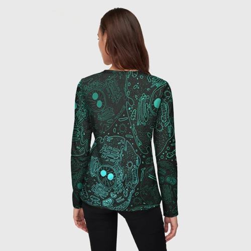 Женский лонгслив 3D с принтом Клетки, вид сзади #2