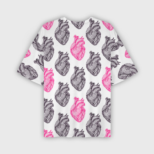 Мужская футболка oversize 3D Сердца 1, цвет 3D печать - фото 2