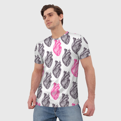 Мужская футболка 3D с принтом Сердца 1, фото на моделе #1