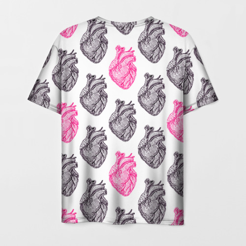 Мужская футболка 3D с принтом Сердца 1, вид сзади #1