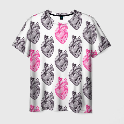 Мужская футболка 3D с принтом Сердца 1, вид спереди #2