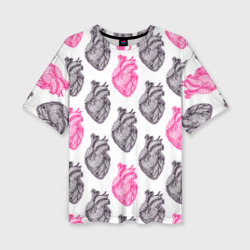 Женская футболка oversize 3D Сердца 1