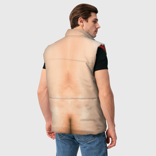 Мужской жилет утепленный 3D с принтом Мужская грудь, вид сзади #2