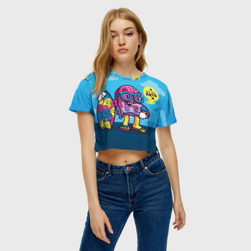 Женская футболка Crop-top 3D Вот это Лето с Мороженым, цвет 3D печать - фото 3
