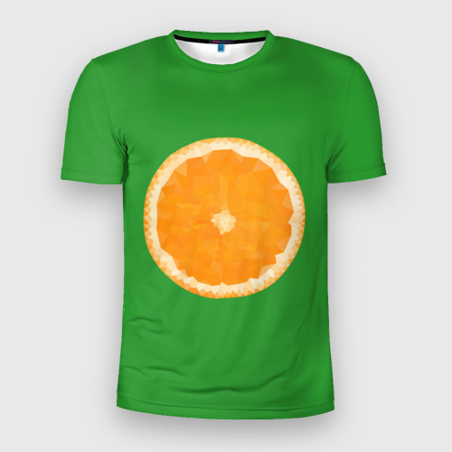 Мужская футболка 3D Slim Низкополигональный апельсин, цвет 3D печать