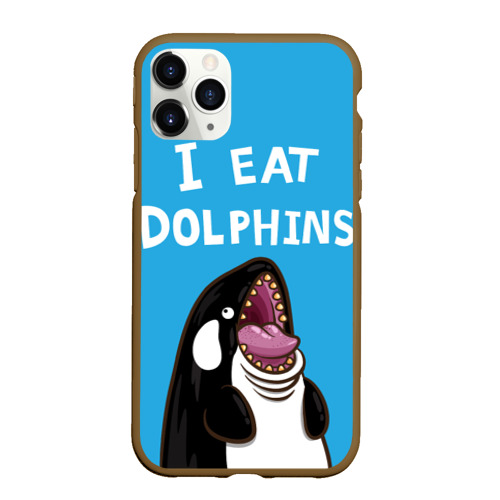 Чехол для iPhone 11 Pro Max матовый с принтом Я ем дельфинов, вид спереди #2