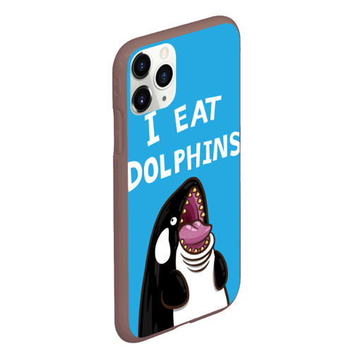 Чехол для iPhone 11 Pro Max матовый с принтом Я ем дельфинов, вид сбоку #3