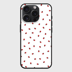 Чехол силиконовый для Apple iPhone 15 Pro матовый Божьи коровки