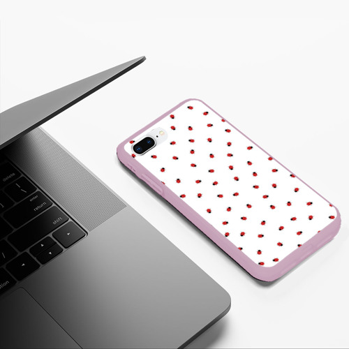 Чехол для iPhone 7Plus/8 Plus матовый Божьи коровки, цвет розовый - фото 5
