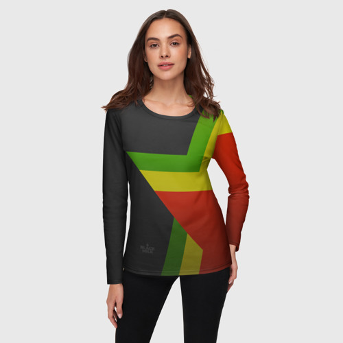 Женский лонгслив 3D Black Milk Rasta Star, цвет 3D печать - фото 3