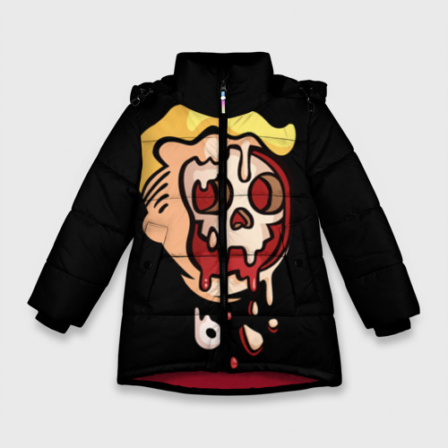 Зимняя куртка для девочек 3D с принтом Vault boy - kamikaze, вид спереди #2