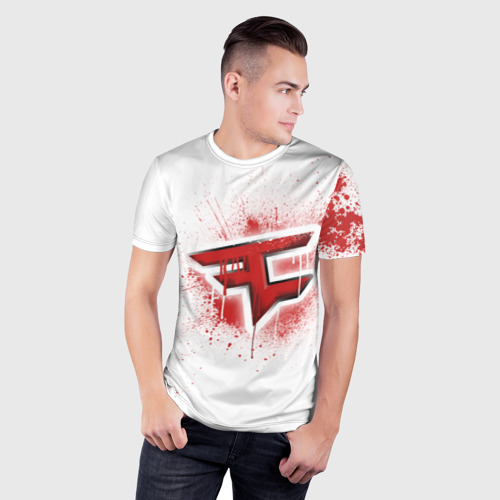 Мужская футболка 3D Slim cs:go - FaZe clan (White collection) - фото 3