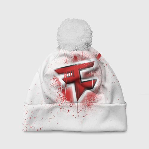 Шапка 3D c помпоном cs:go - FaZe clan (White collection), цвет 3D печать