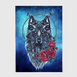 Постер Волк с цветами