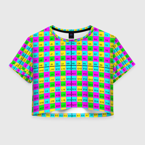 Женская футболка Crop-top 3D Тестовый яркий Фото 01 Женская футболка Crop-top 3D Тестовый яркий Фото 01