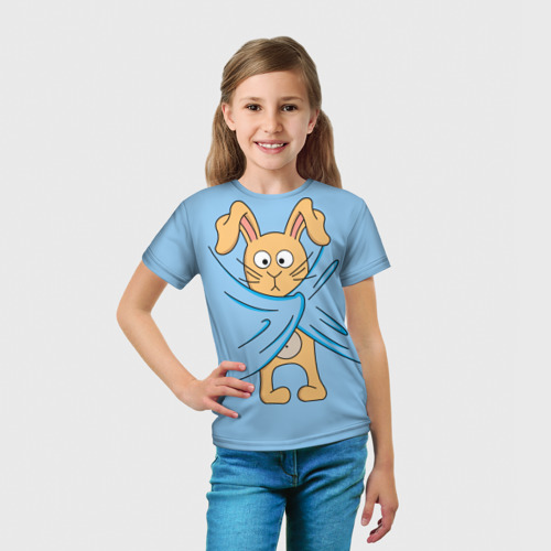 Детская футболка 3D с принтом Кролик, вид сбоку #3