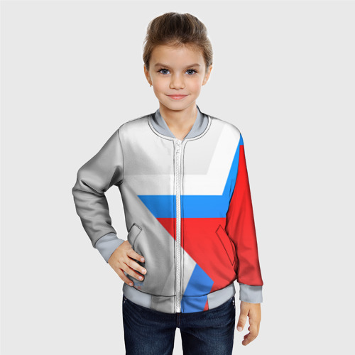 Детский бомбер 3D Звезда России, цвет серый - фото 3