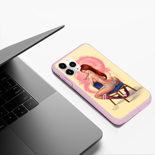 Чехол для iPhone 11 Pro Max матовый Pin Up Pop Art Girl, цвет розовый - фото 5