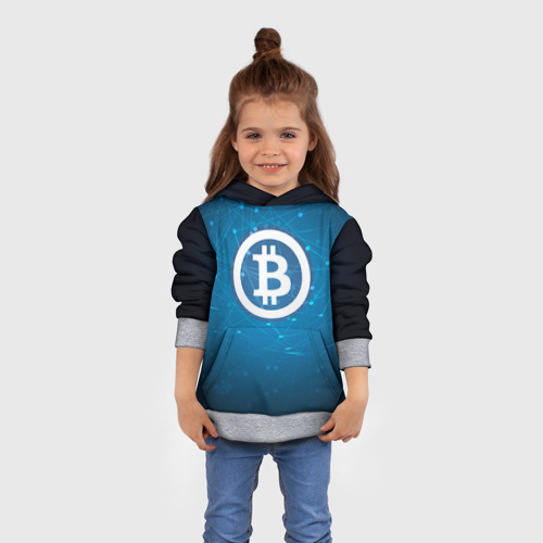 Детская толстовка 3D Bitcoin Blue - Биткоин, цвет меланж - фото 4