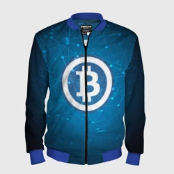 Мужской бомбер 3D Bitcoin Blue - Биткоин