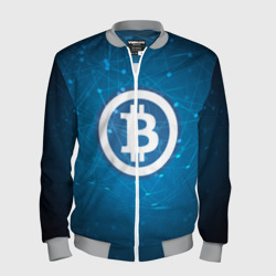 Мужской бомбер 3D Bitcoin Blue - Биткоин