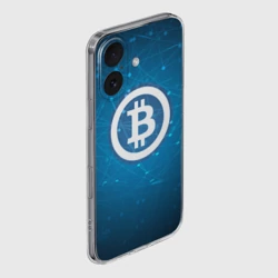 Чехол для iPhone 16 силиконовый с защитой камеры Bitcoin Blue - Биткоин - фото 2