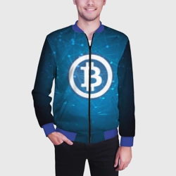 Мужской бомбер 3D Bitcoin Blue - Биткоин - фото 2