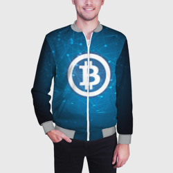 Мужской бомбер 3D Bitcoin Blue - Биткоин - фото 2