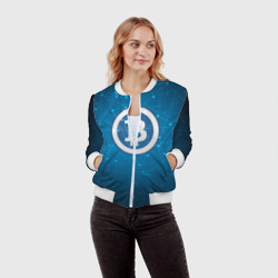 Женский бомбер 3D Bitcoin Blue - Биткоин - фото 2