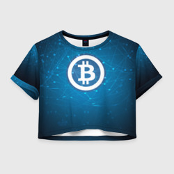 Женская футболка Crop-top 3D Bitcoin Blue - Биткоин