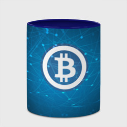 Кружка с принтом Bitcoin Blue — Биткоин для любого человека, вид спереди №4. Цвет основы: белый + синий