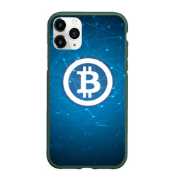 Чехол для iPhone 11 Pro матовый Bitcoin Blue - Биткоин