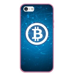 Чехол для iPhone 5/5S матовый Bitcoin Blue - Биткоин