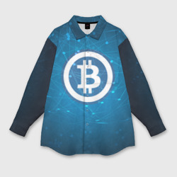 Мужская рубашка oversize 3D Bitcoin Blue - Биткоин