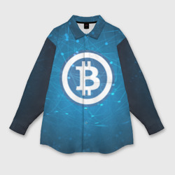 Женская рубашка oversize 3D Bitcoin Blue - Биткоин