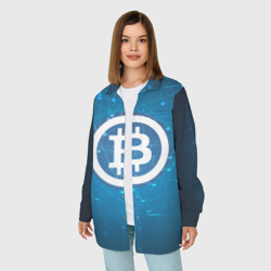 Женская рубашка oversize 3D Bitcoin Blue - Биткоин - фото 2