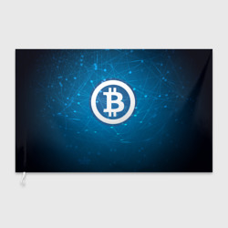 Флаг 3D Bitcoin Blue - Биткоин