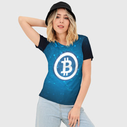Женская футболка 3D Slim Bitcoin Blue - Биткоин - фото 2