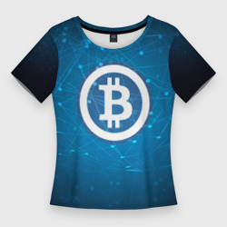 Женская футболка 3D Slim Bitcoin Blue - Биткоин