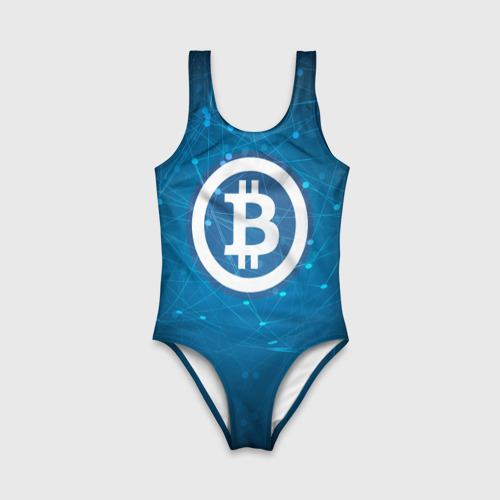 Детский купальник 3D Bitcoin Blue - Биткоин, цвет 3D печать